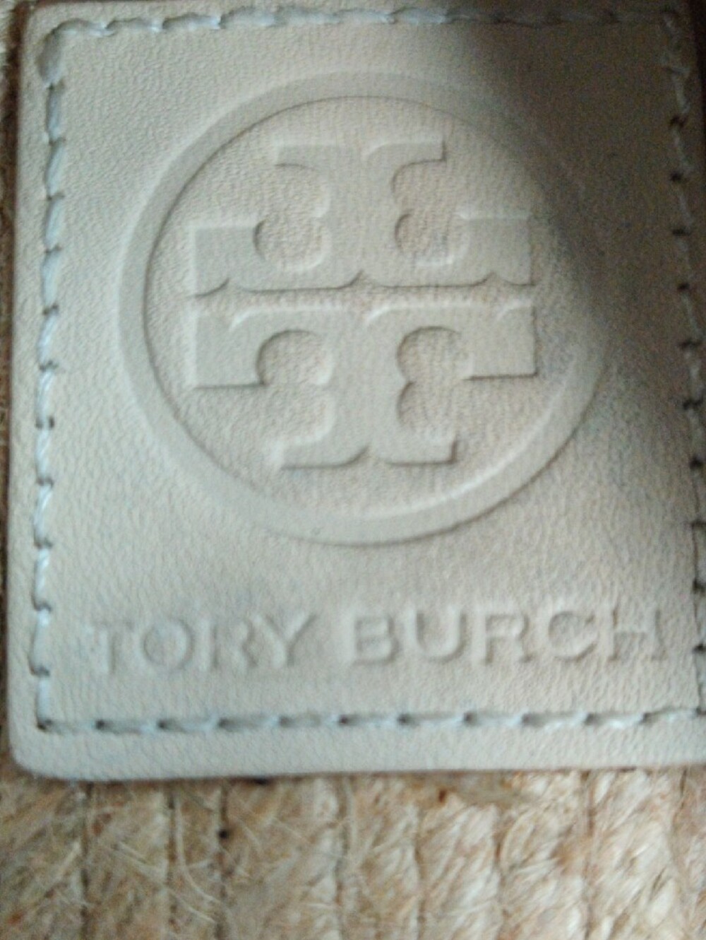Tory Burch Cream Suede Espadrilles with Black Cap Toe and Pearl Logo Emblem - Picture 8 of 8